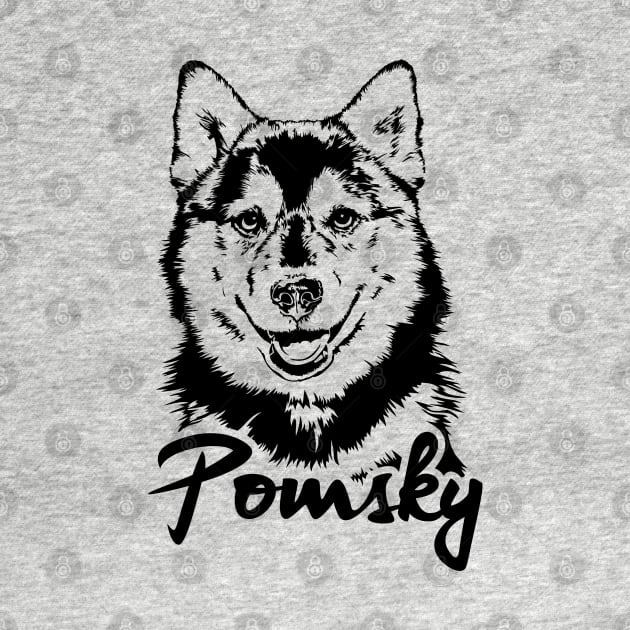 Funny Proud Pomsky dog portrait gift by wilsigns